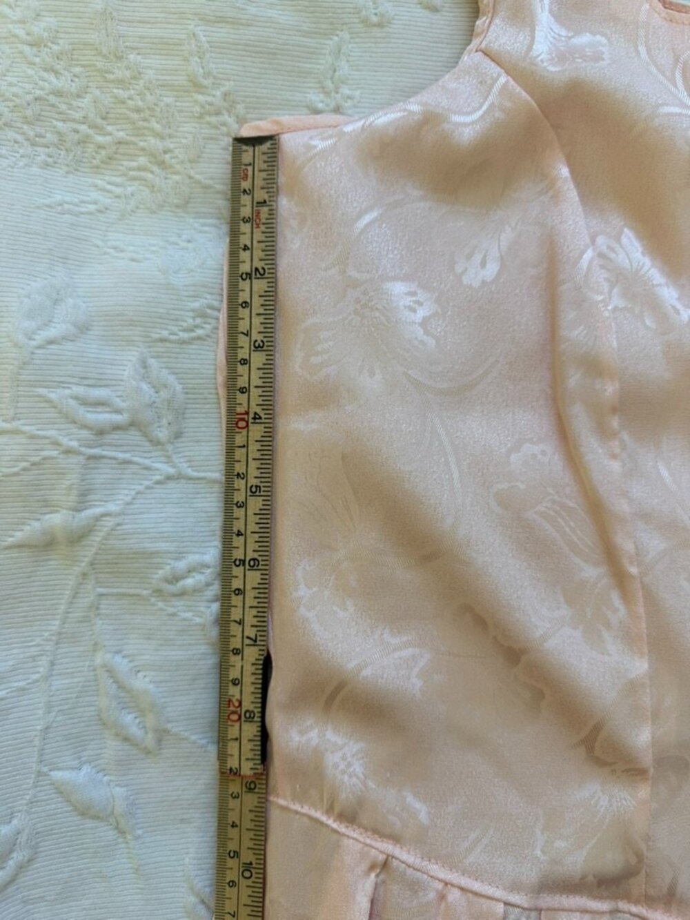 Vintage Handmade Blush Pink Floral Jacquard Coquette Midi Dress Size M - Picture 8 of 15